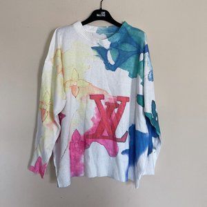 Oversized Watercolor Monogram Sweatshirt Sz M